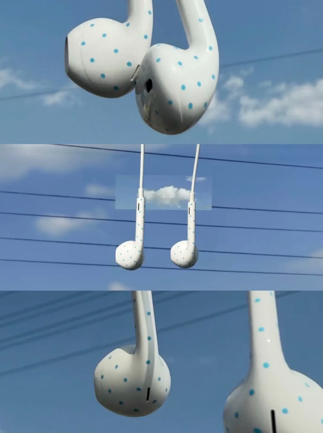 도트 땡땡이 별 위시코어 파스텔 줄이어폰 미사용 새상품 상품이미지2