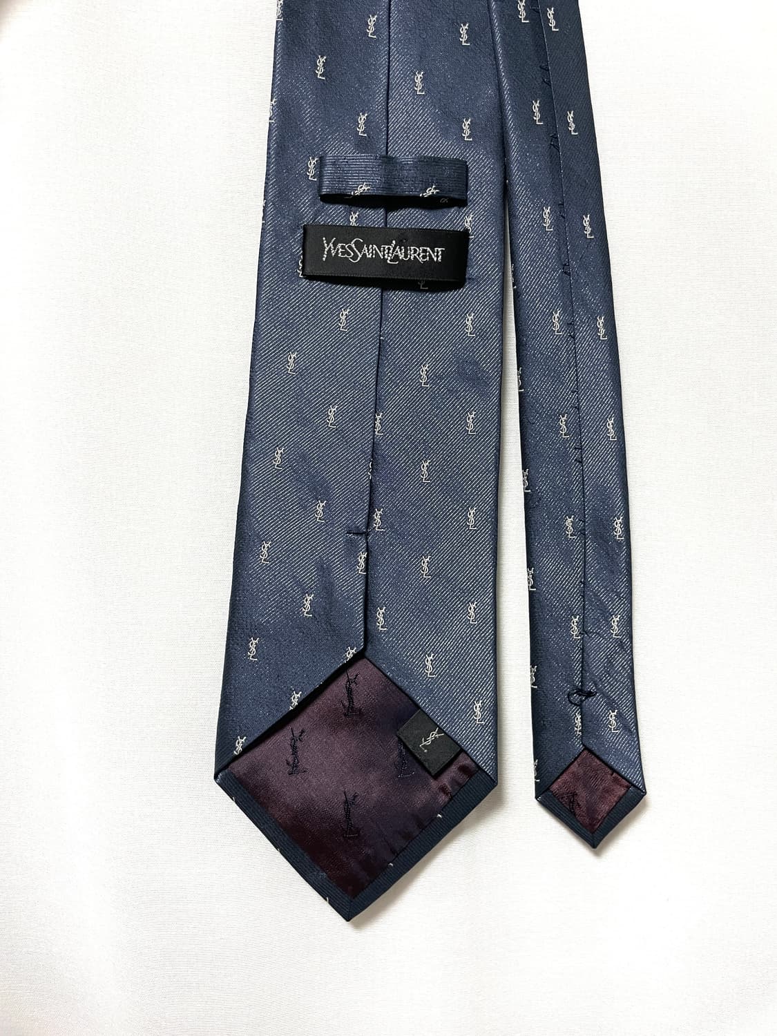 YSL 입생로랑 명품 정품 시그니처 모노그램 실크 넥타이 _ 딥블루 상품이미지6