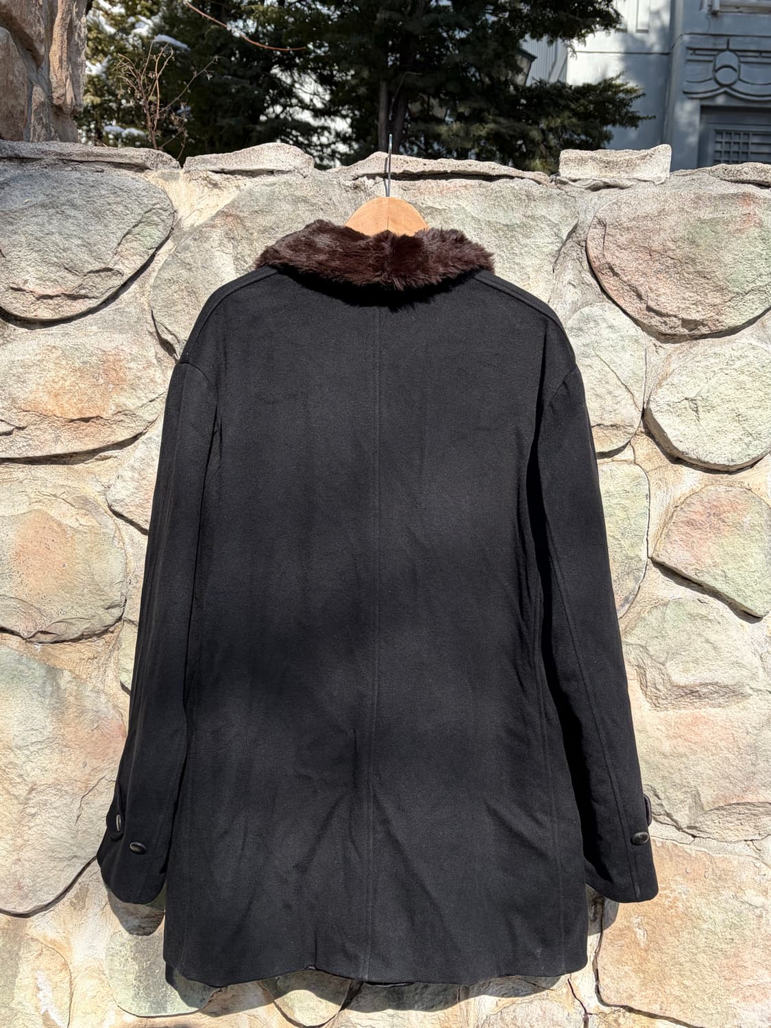 90s-00s 아르마니 꼴레지오니 퍼 트리밍 코트 상품이미지4