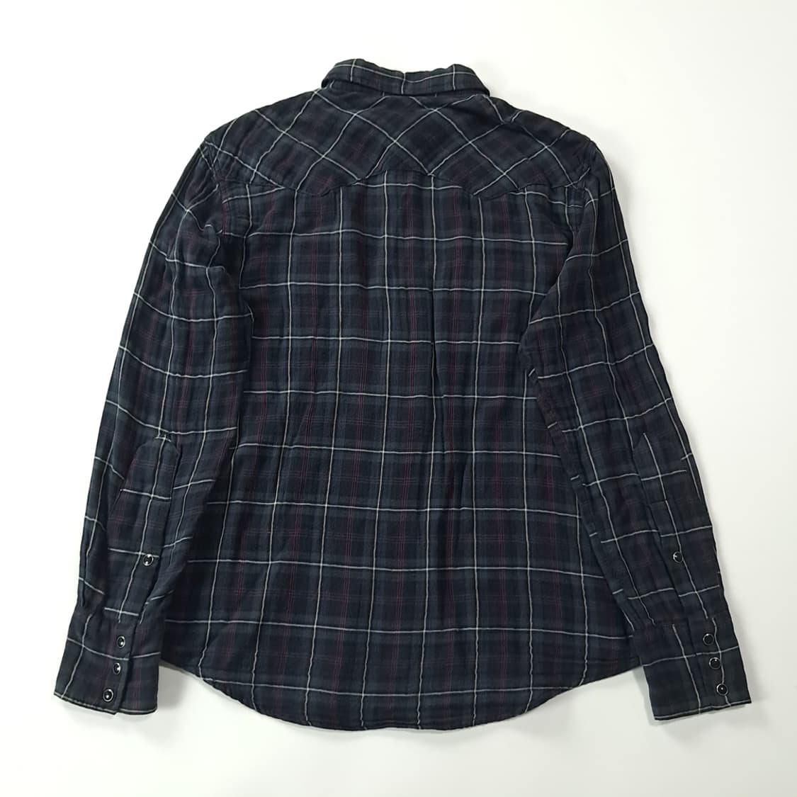CK208 M 리 00s 일본판 코튼 웨스턴 타탄체크 네이비 셔츠 남방 상품이미지7