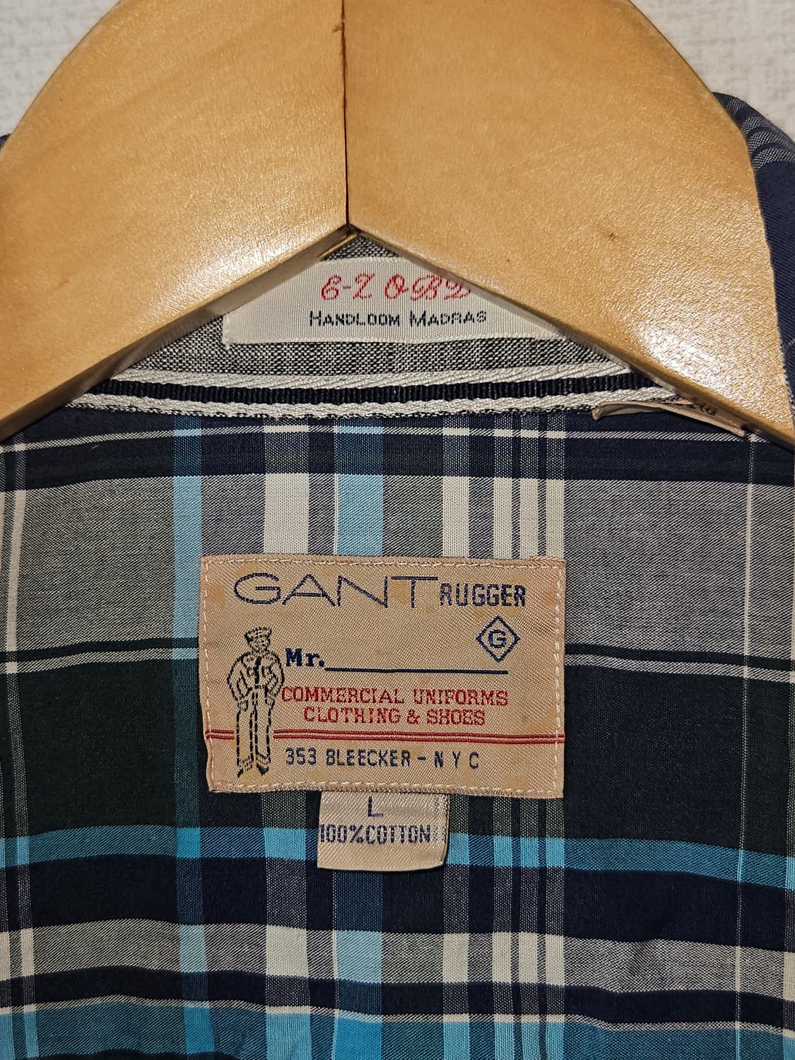 간트 GANT 반팔셔츠 체크 린넨 클래식 로고 그린블루 L 상품이미지4