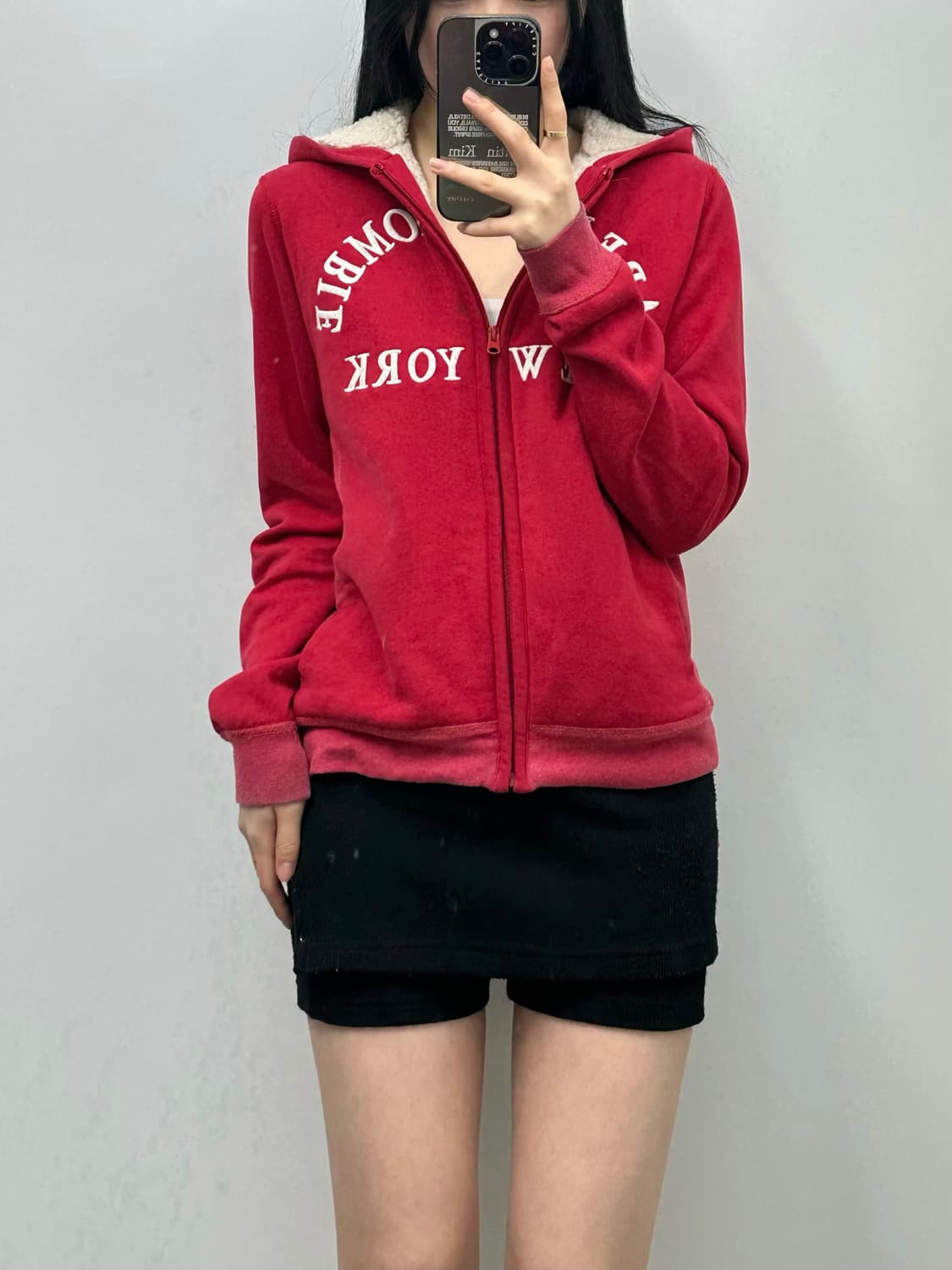 아베크롬비 y2k 와투케 양털 레드 후드집업 상품이미지1