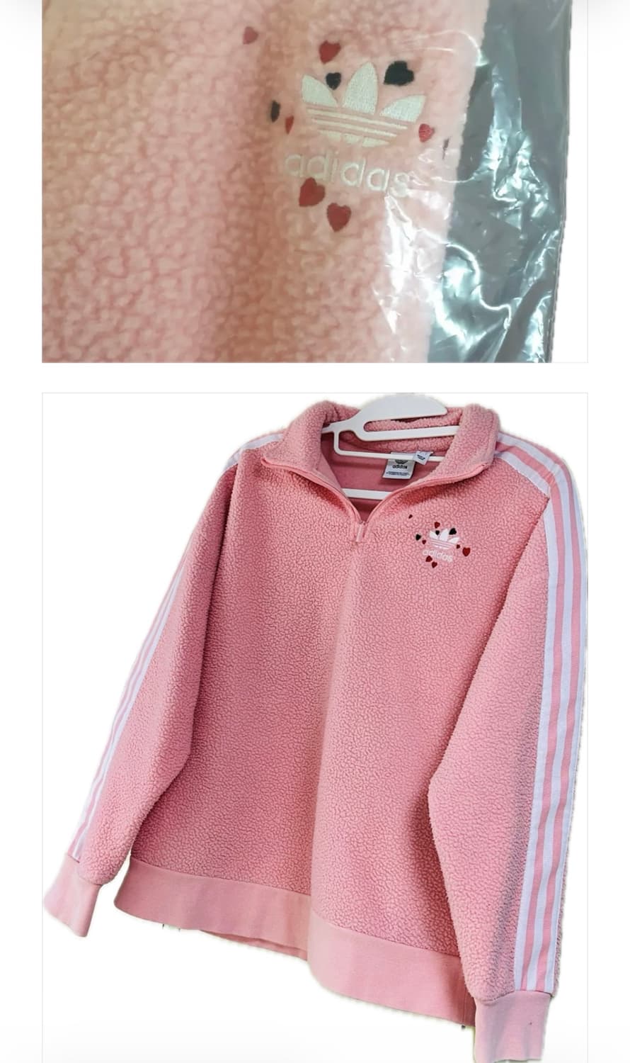 (희귀)아디다스 발렌타인 우먼스 후리스 하프 집업 핑크 상품이미지1