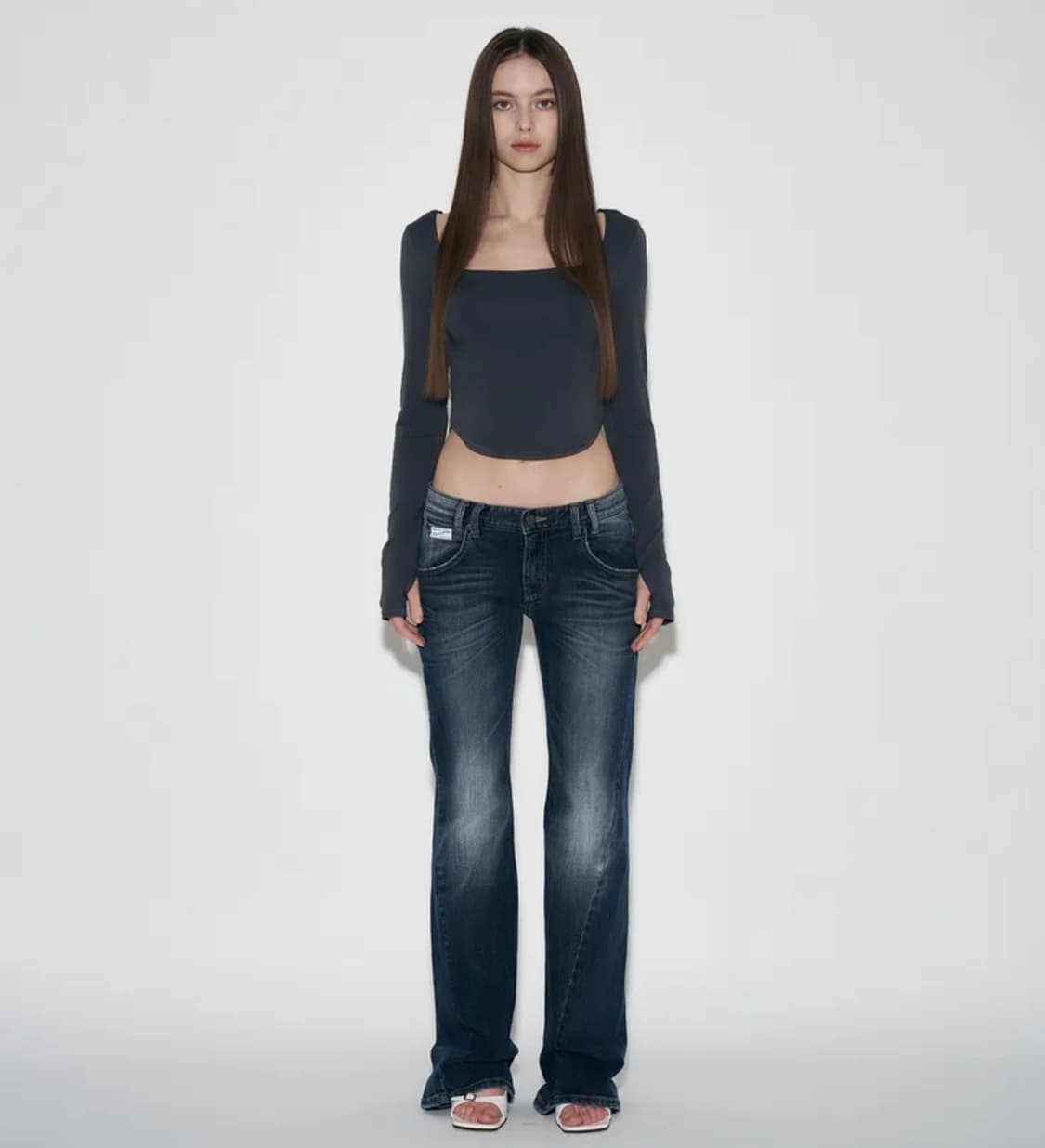 플리즈노팔로우 Washing Boots-Cut Denim (Blue) 상품이미지1