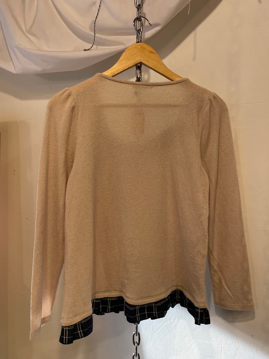 axes femme 엑시즈팜 퍼 체크리본 아이보리 니트 롱슬리브  상품이미지5