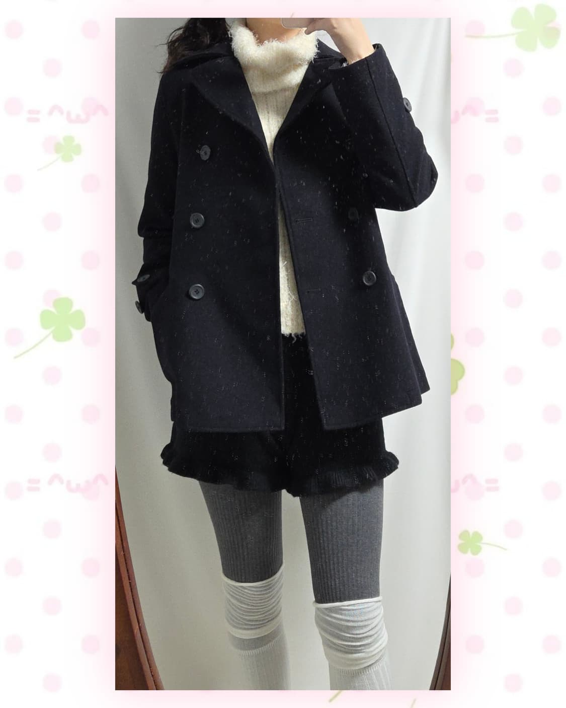 HUSHUSH 블랙 울혼방 코트 상품이미지2