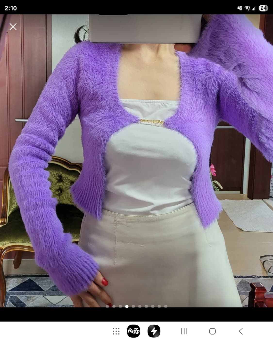 정품 자끄뮈스 라마이유 네브 망슈 가디건 연보라  상품이미지5