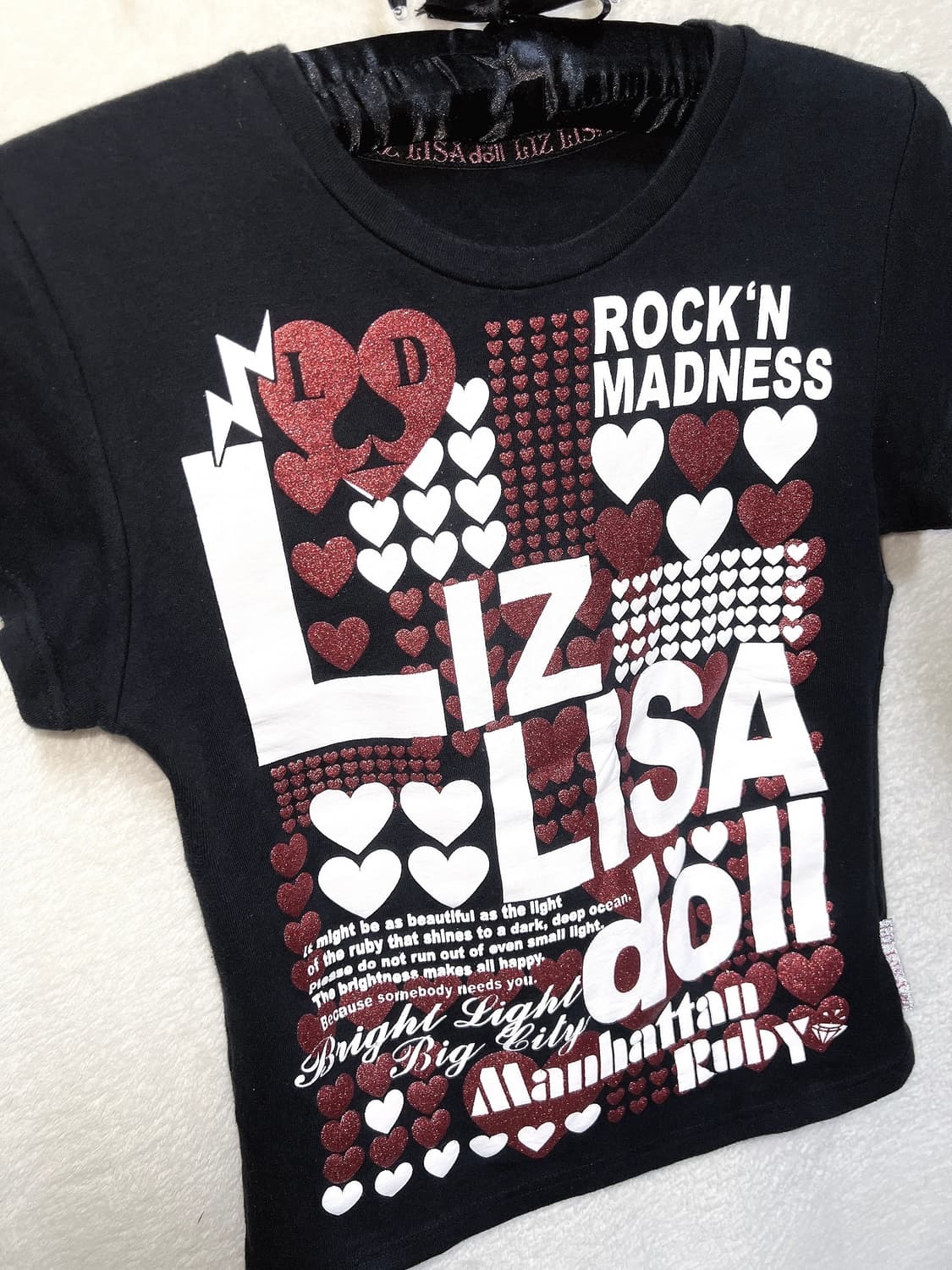 리즈리사돌 키치 펑크 y2k 헤이세이 갸루 글리터 레터링 반팔탑 핀터 상품이미지10