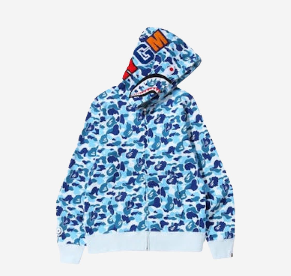베이프 ABC 컬러 카모 샤크 후드집업 블루 청계 2XL(XXL) 상품이미지1
