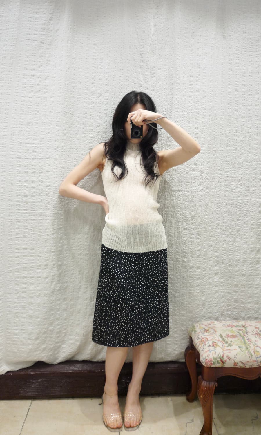 Satin navy skirt 상품이미지6