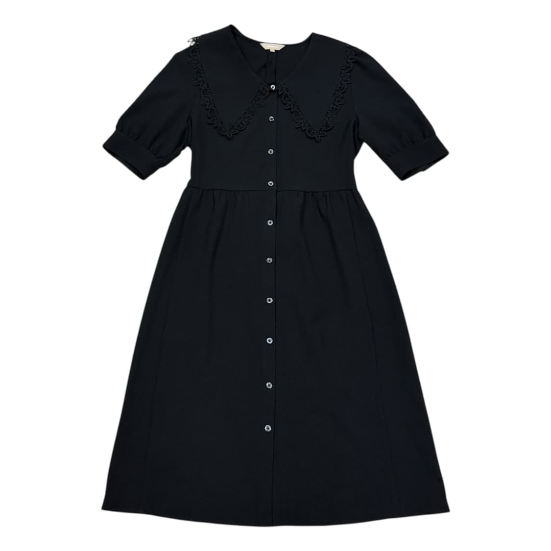 빈폴 레이디스 블랙 레이스 칼라 볼륨 원피스 블랙 S 상품이미지1