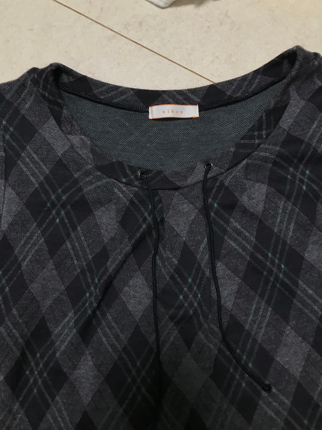 빈티지 체크 롱티셔츠 슈가슈가룬깔시 상품이미지3