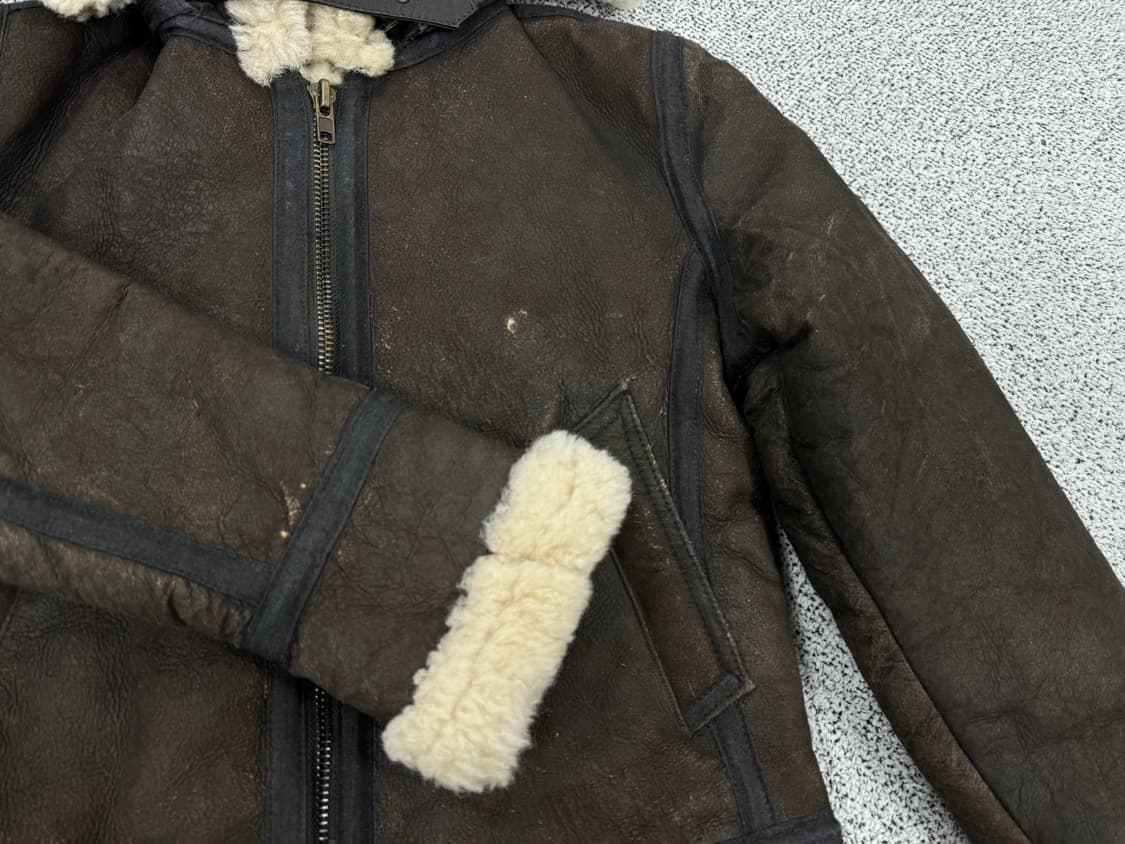 90s B-3 램스킨 후드 무스탕 상품이미지3