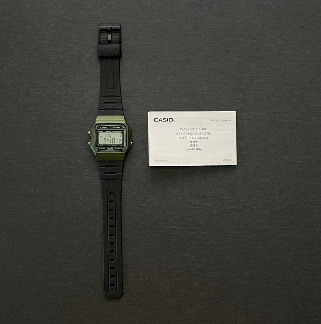 카시오 F-91W-3 카키 그린 빈티지 레트로 디지털 시계 상품이미지2