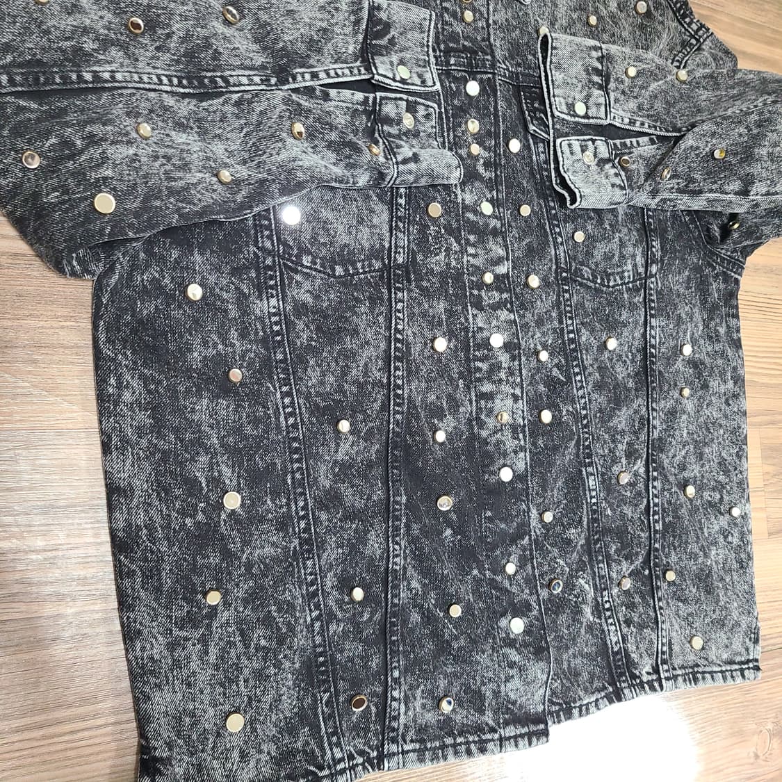 (L100) 산드로 빈티지 워싱 흑청 블랙 웨스턴 데님 셔츠 자켓 상품이미지7