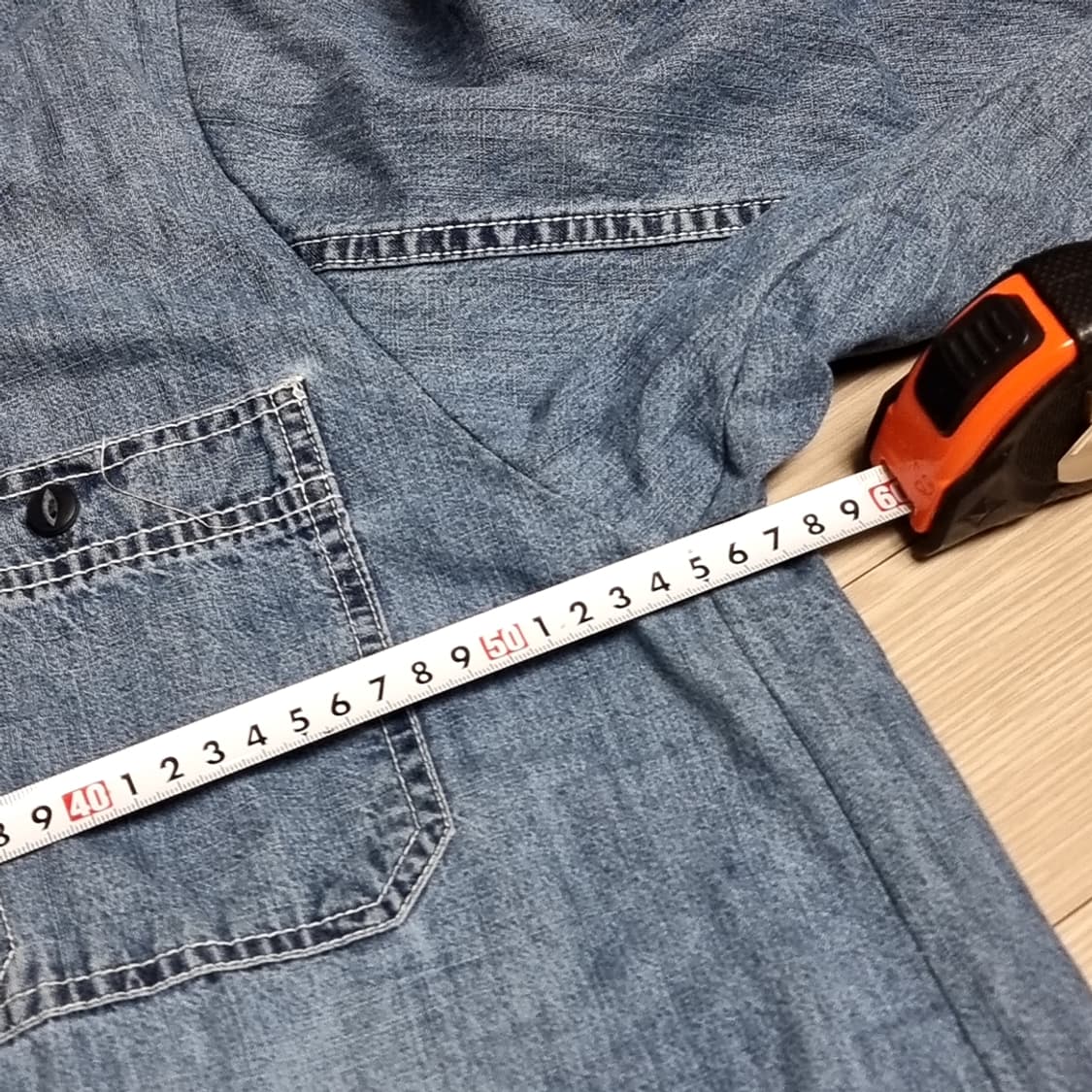 DENIM 빈티지 샴브레이 셔츠(100-105) 상품이미지4