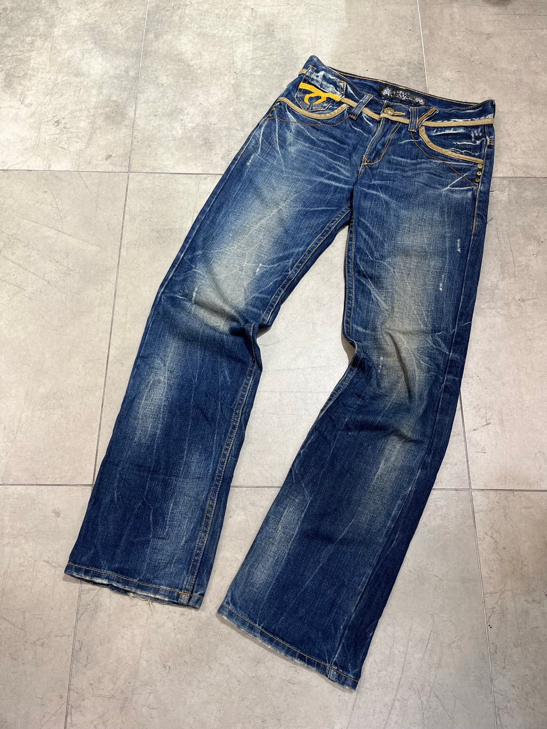 RED PEPPER 락펑크 천사 날개 자수 패치 와이드 데님 상품이미지6