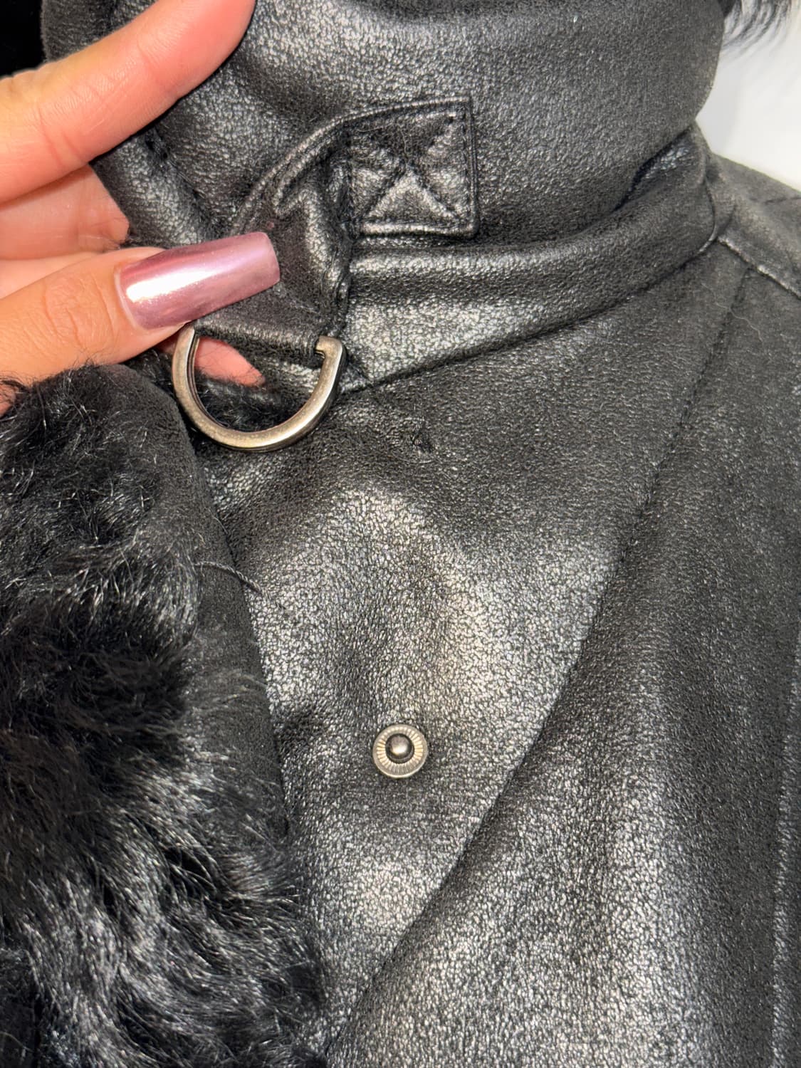 Black lamb fur side buckle mustang 상품이미지7