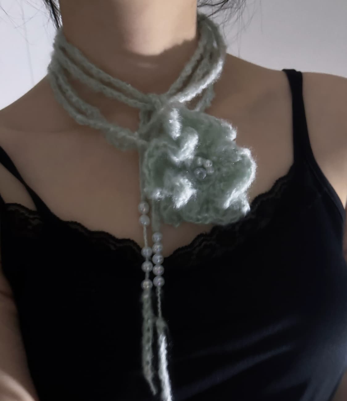 모헤어 뜨개 꽃 목걸이 상품이미지2