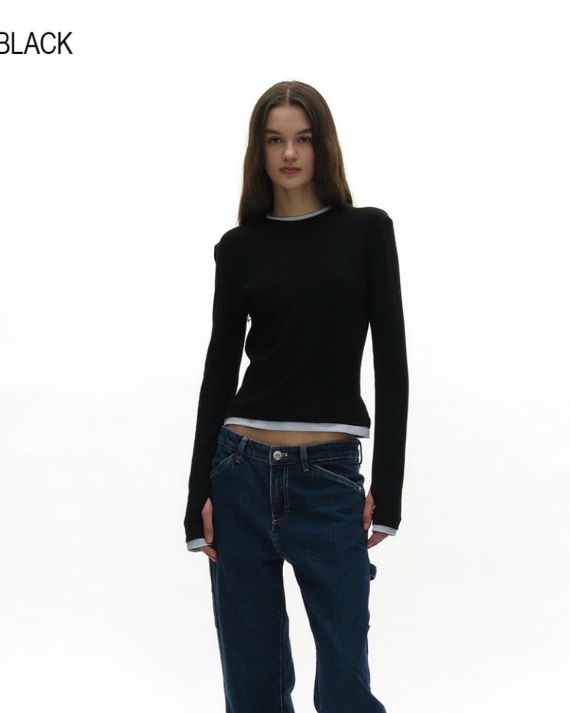 파르티멘토 레이어드 롱슬리브티 블랙 상품이미지4