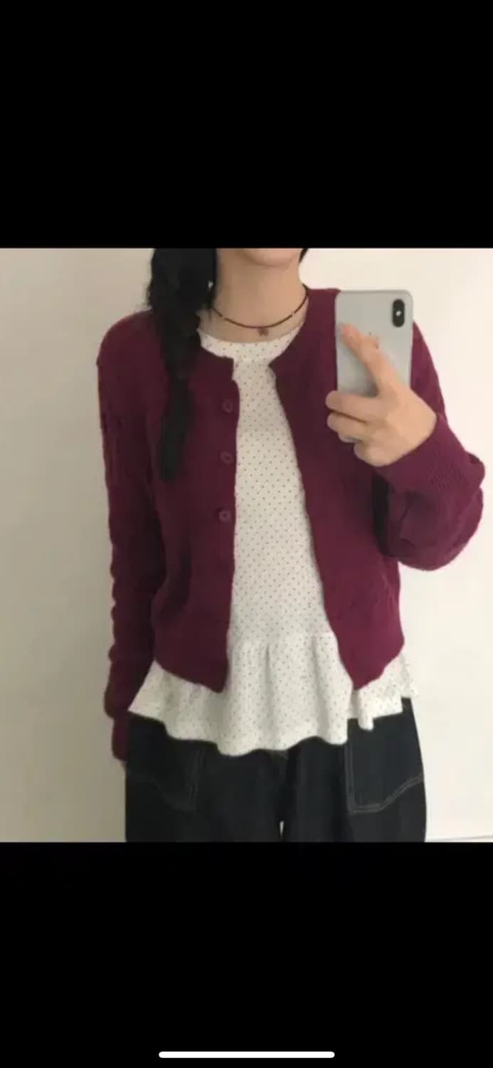 와인색 가디건 (거의 새상품) 상품이미지1