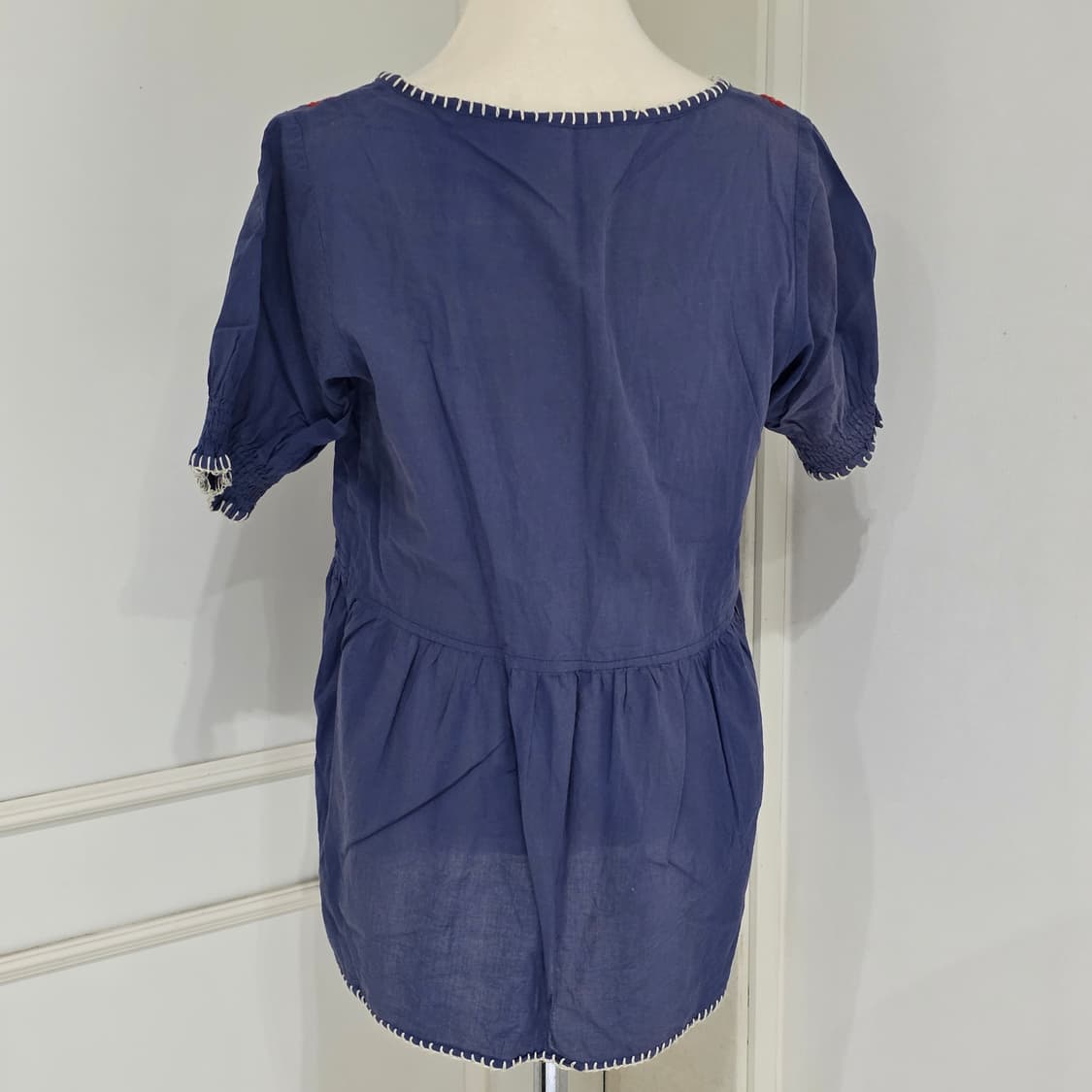 일본빈티지)오리엔탈 에스닉 레이어드 자연 자수 모리걸 블라우스 상품이미지3