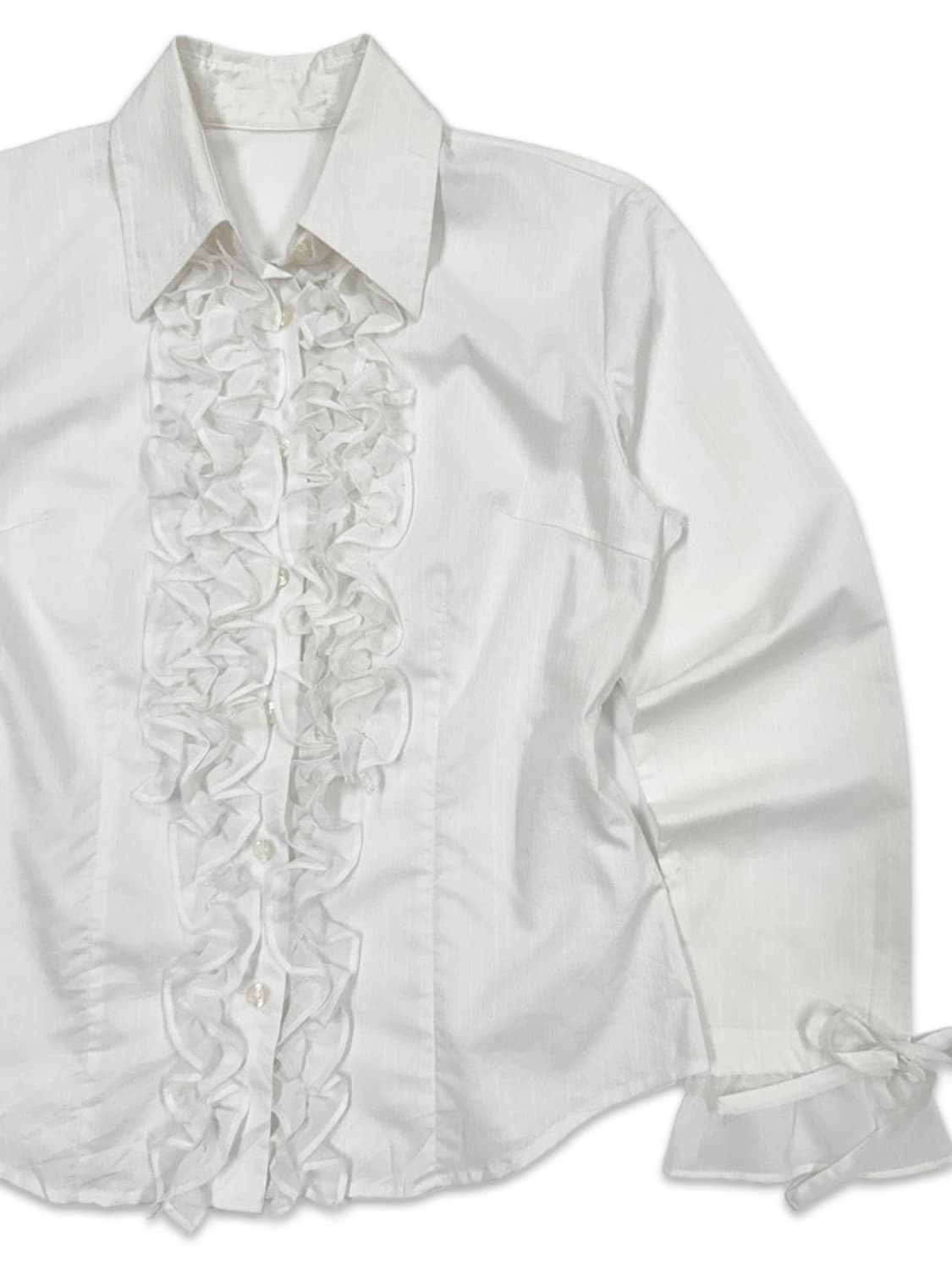 빈티지 화이트 프릴 리본 셔츠 블라우스 상품이미지2