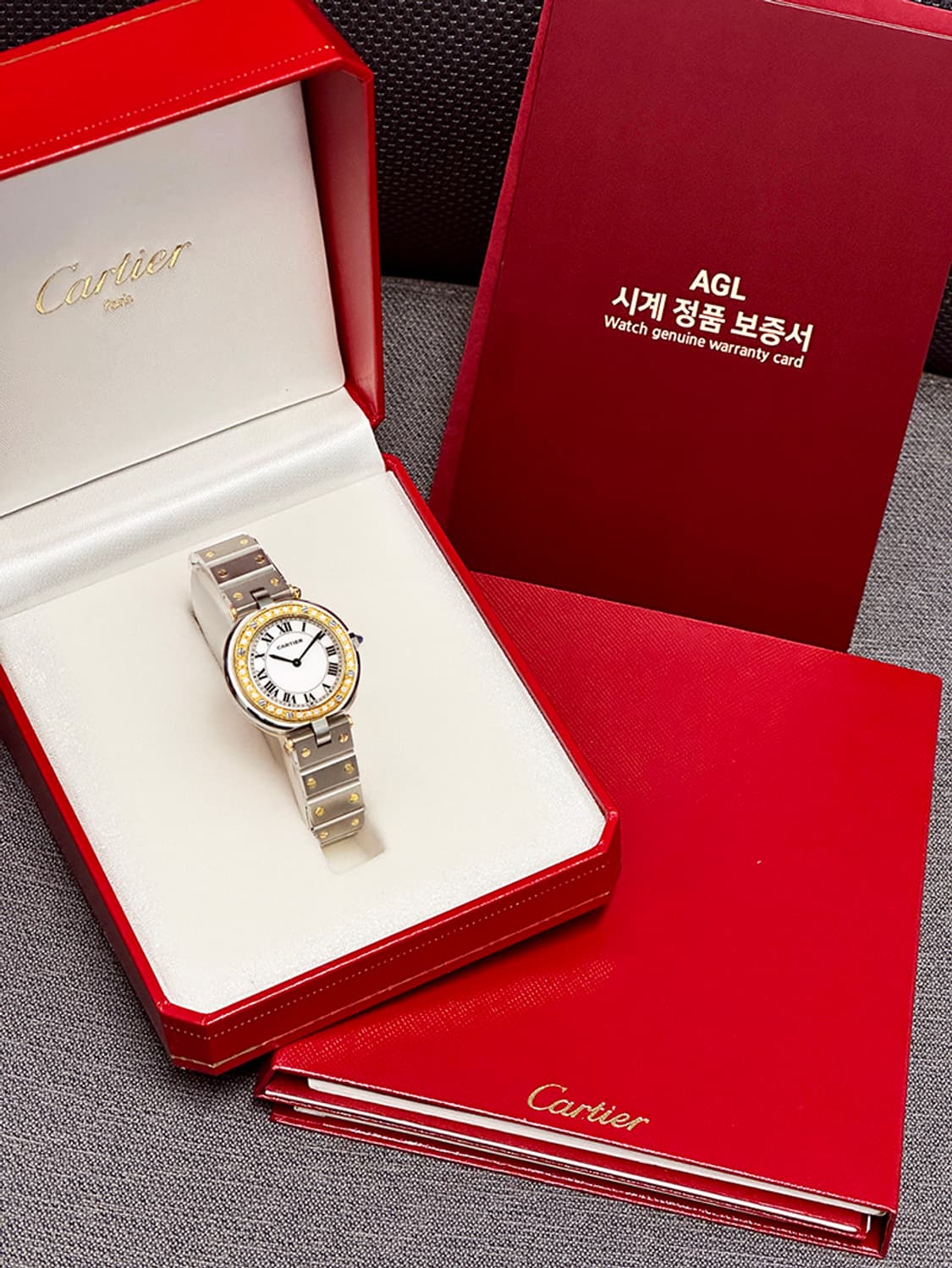 까르띠에 원형 산토스 콤비 여성 다이아몬드 시계 상품이미지9