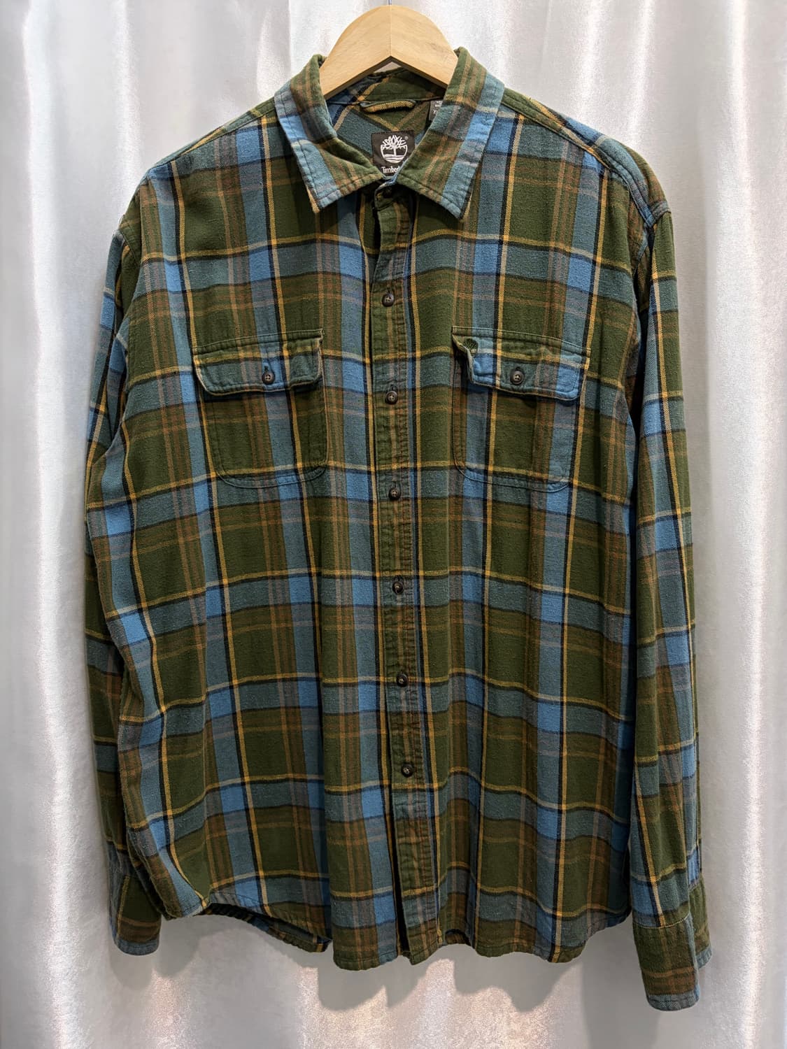 팀버랜드 카키색 체크 셔츠 상품이미지2