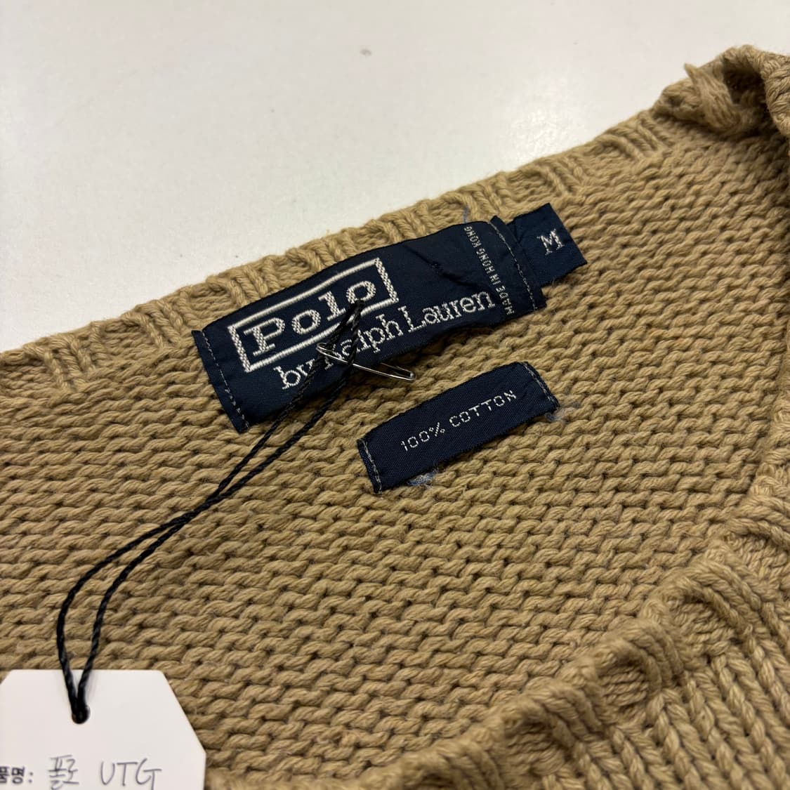 [M] 폴로 랄프로렌 VTG 코튼 베이지색 니트 스웨터 B383 상품이미지6