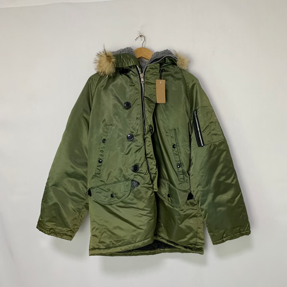 코린스 빈티지 야상 점퍼 퍼 후드 N3B 미군 y2k 카키 L 상품이미지2