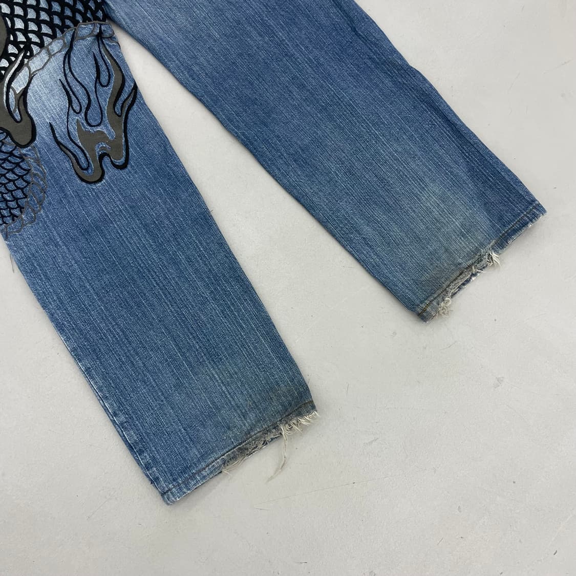 카라쿠리 타마시 제팬 드래곤 용자수 오리엔탈 와이드 데님팬츠 상품이미지5