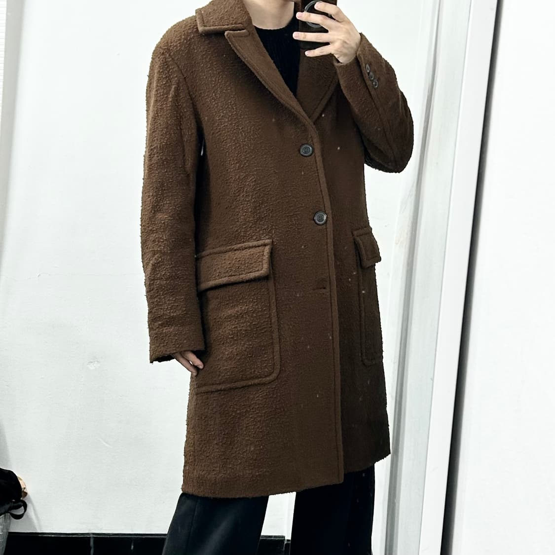 우영미 부클 울 롱코트 상품이미지1