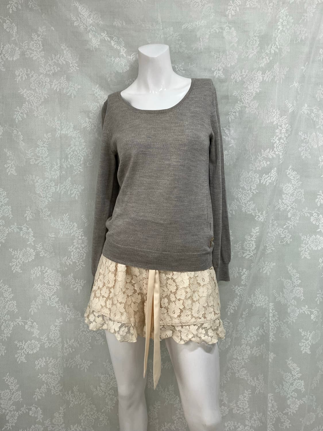 빈티지 그레이 셔링 니트 블라우스 1107 모리걸 y2k 스트릿 갸루 펑 상품이미지3