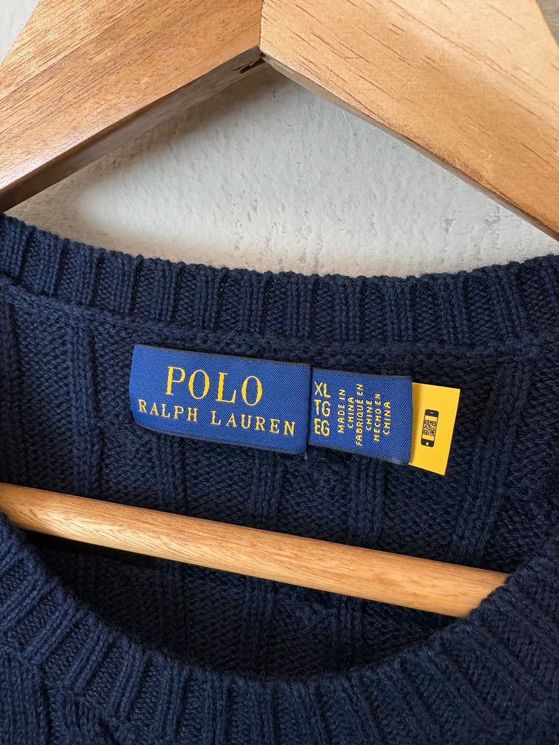 폴로랄프로렌 큐알 정품 인증 케이블 반팔 니트 네이비 상품이미지6