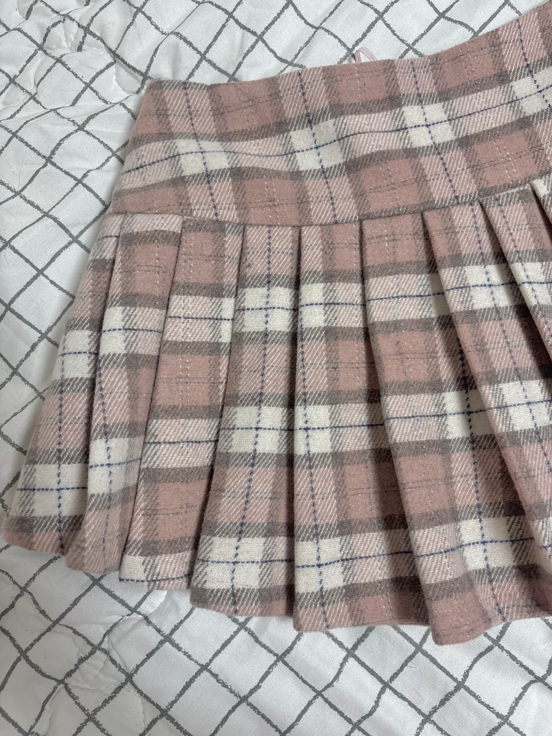 (새상품)클리시어 피치모카 울 플리츠 스커트 딸기초코 스커트 S 상품이미지6