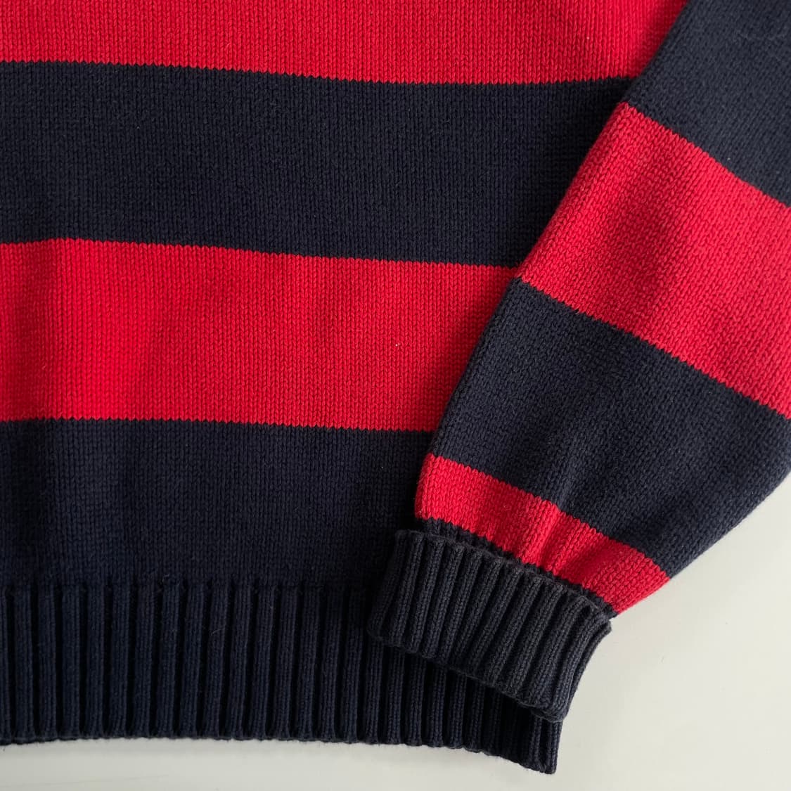 Polo 폴로 랄프로렌 90‘s 레드 네이비 단가라 코튼 니트 상품이미지4