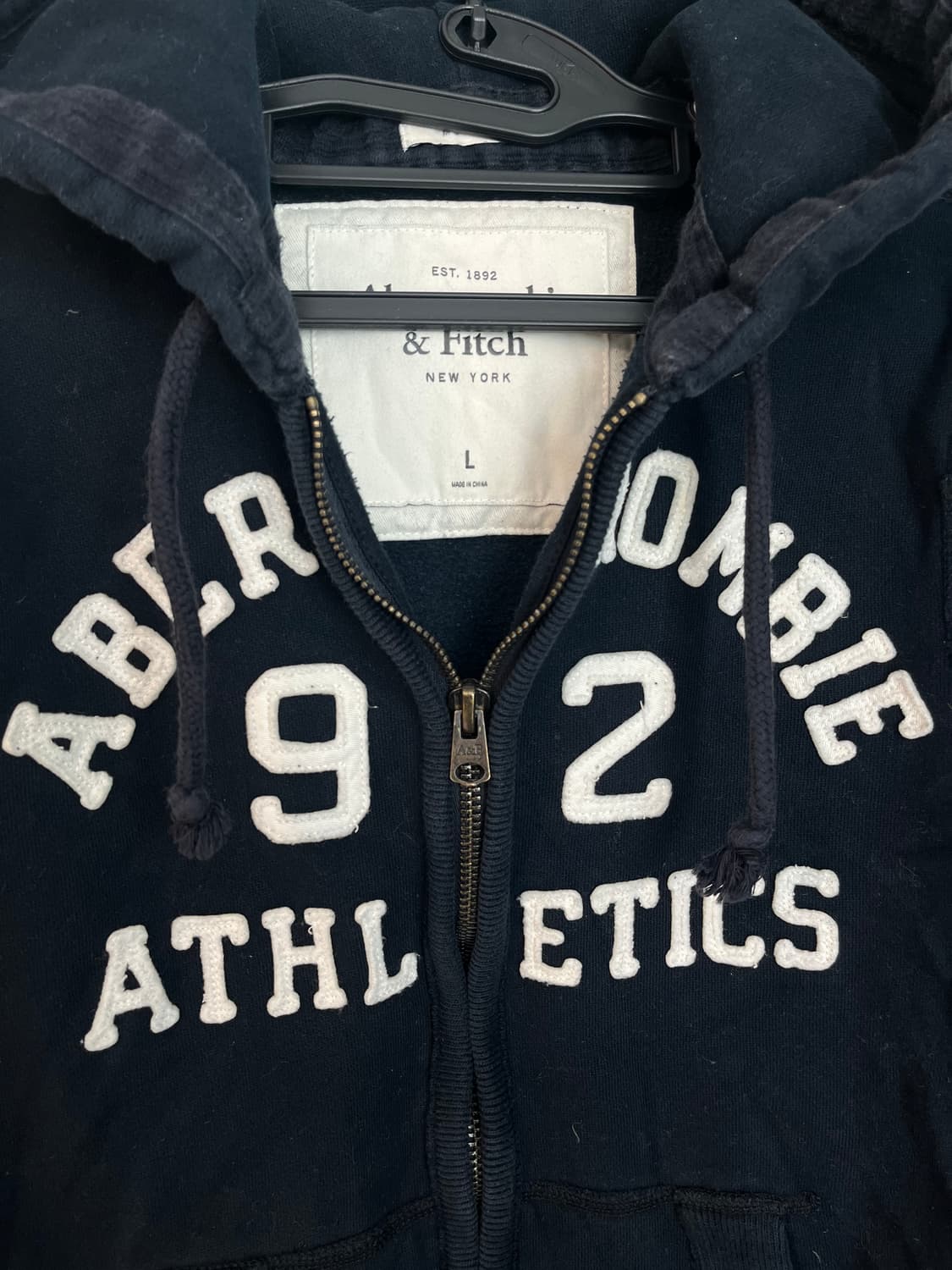 아베크롬비 스펠로고 후드집업 네이비 [L] 상품이미지5