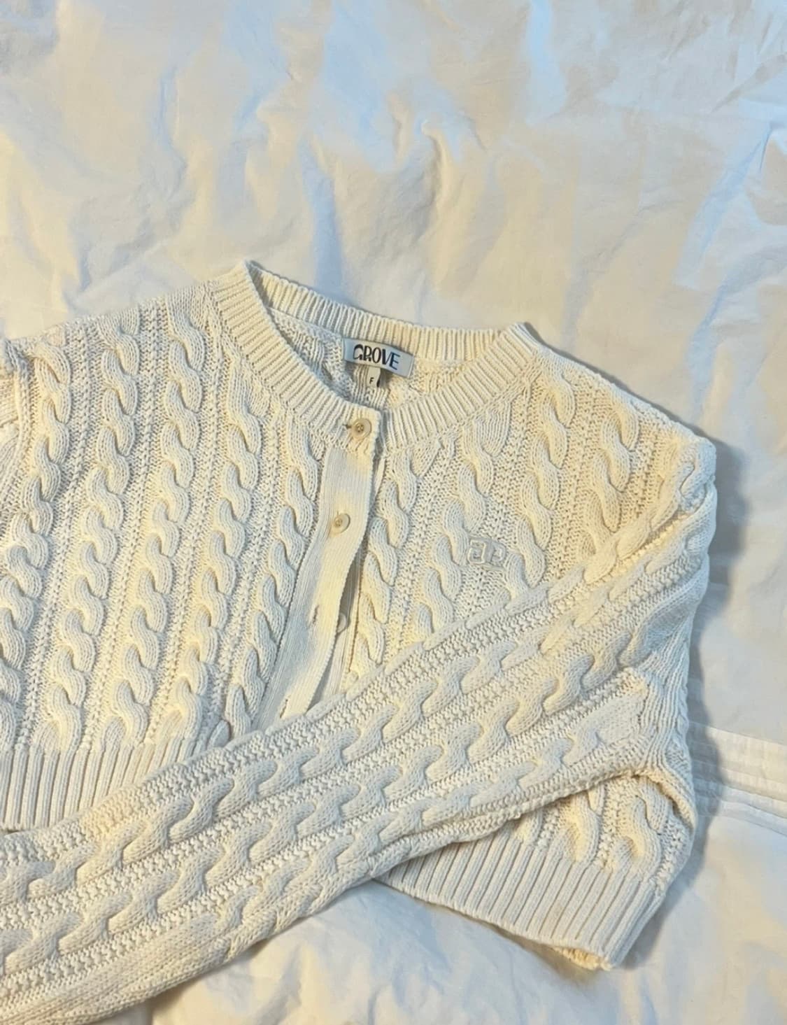 GROVE 그로브 꽈배기 크롭 가디건(화이트) 상품이미지2