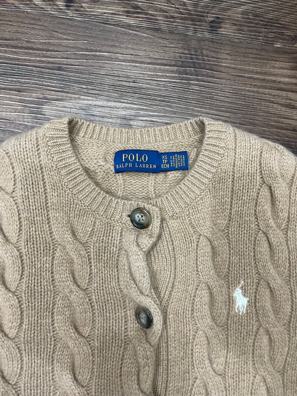 폴로 울 캐시미어 케이블 가디건 베이지 상품이미지2