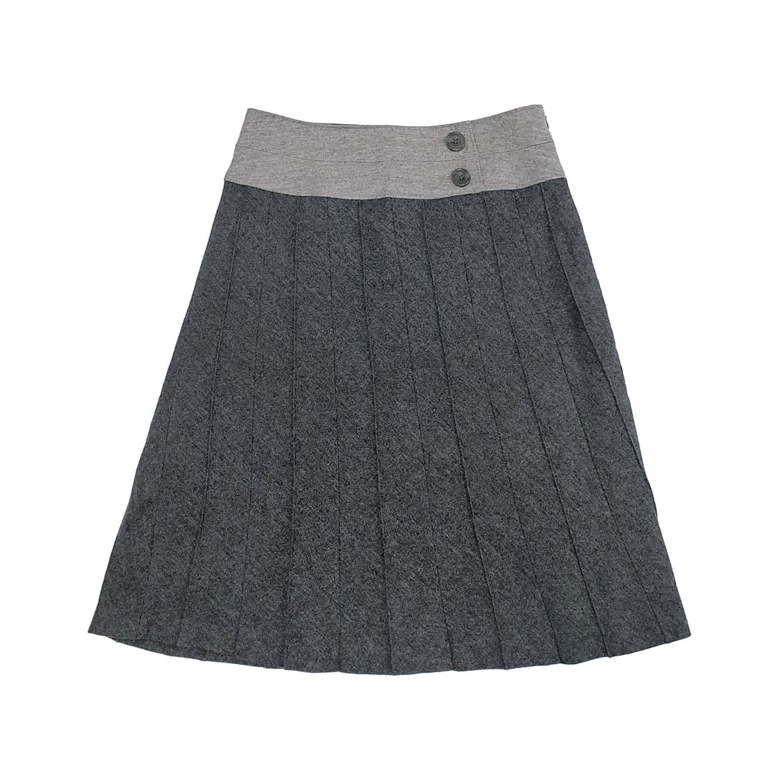 사이드 버튼 울 캐시미어 주름 미디 스커트 상품이미지1