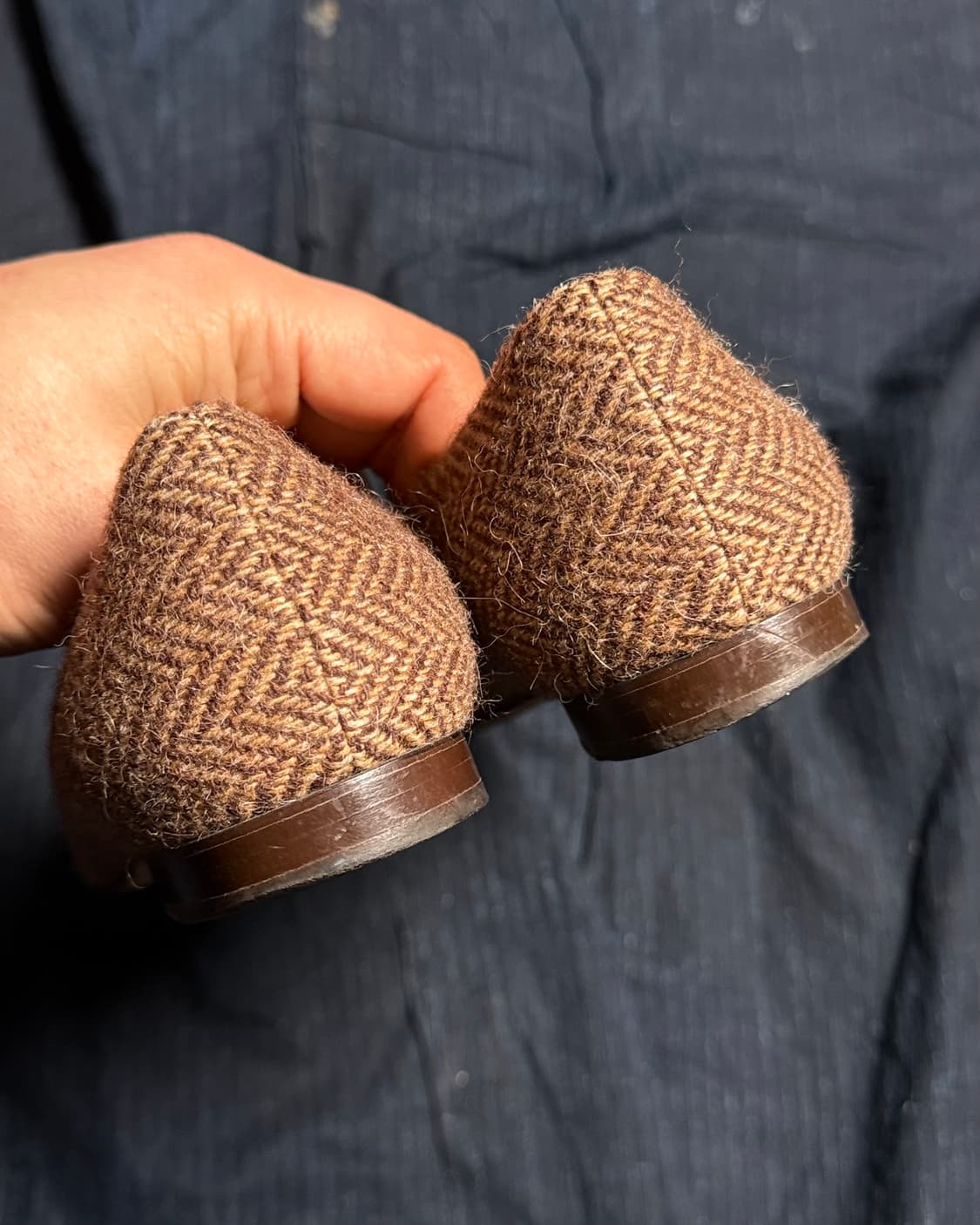 90-00‘s 폴로 랄프로렌 헤링본 트위드 테슬 플랫슈즈 6 1/2 상품이미지6