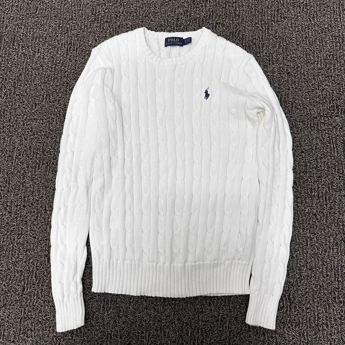 POLO 폴로 랄프로렌 여성 꽈배기 케이블 니트 화이트 S 상품이미지1