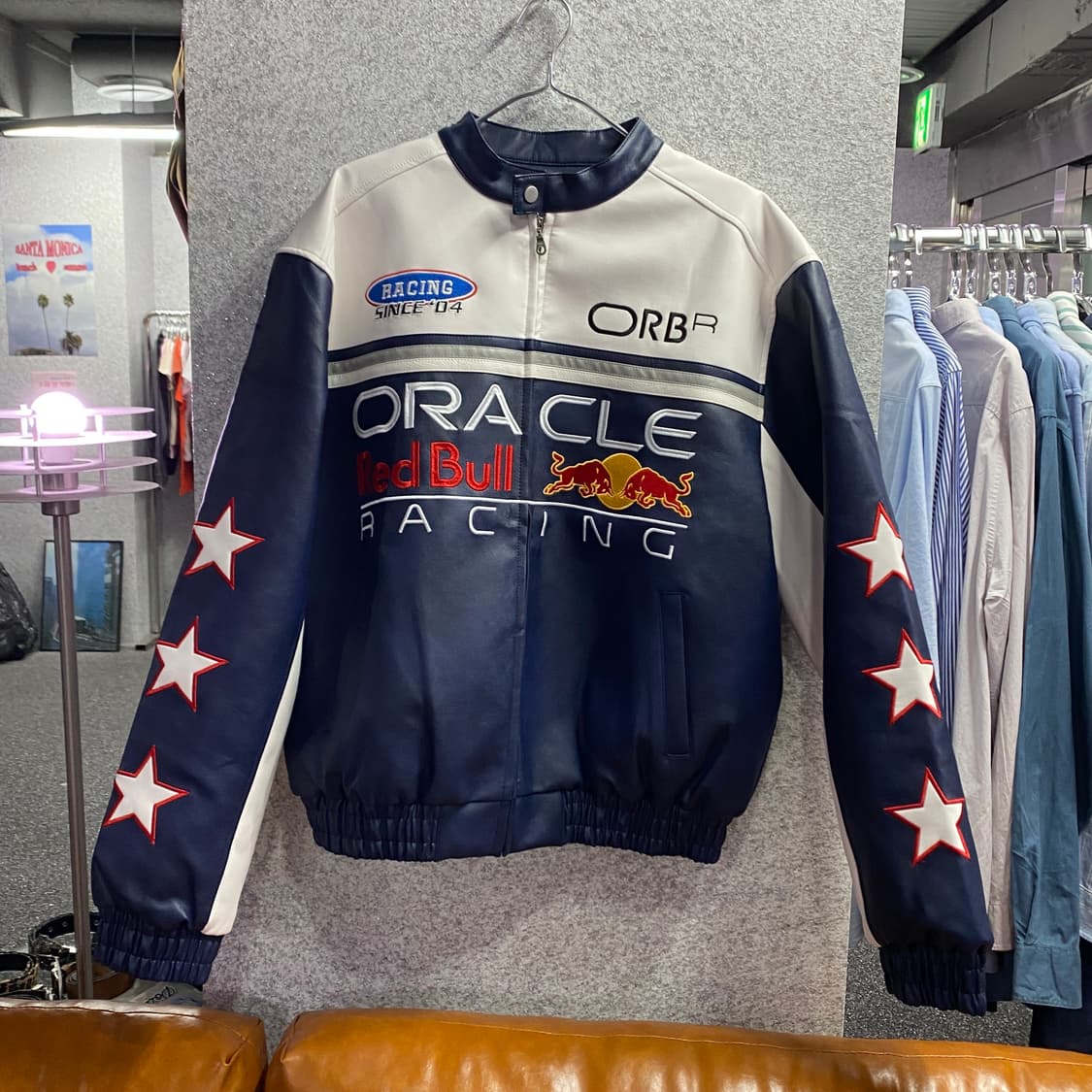 오라클 레드불 네이비 배색 스타 레더 레이싱 자켓 B3716 상품이미지2