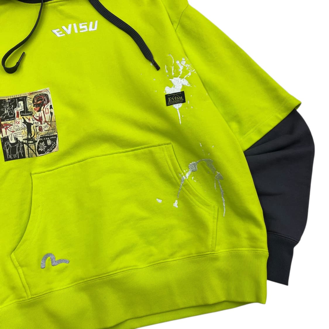 에비수 장 미쉘 바스키아 네온 레이어드 차콜 후드 L 상품이미지6