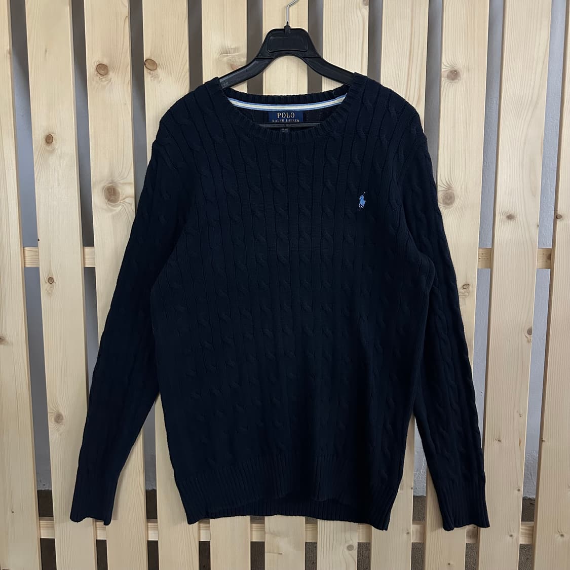 (M) 폴로 랄프로렌 라운드넥 네이비 케이블 니트 스웨터 상품이미지1
