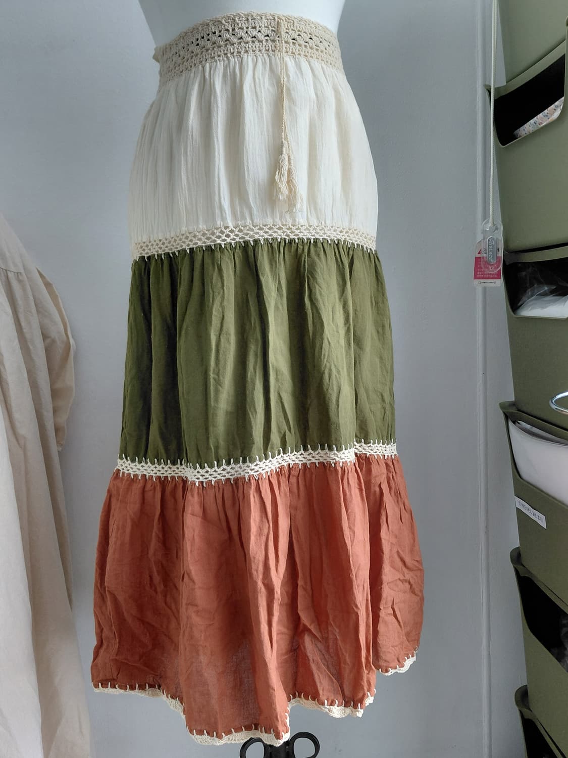 [히피룩] 레이어드 캉캉 패피워크 롱 스커트 상품이미지1