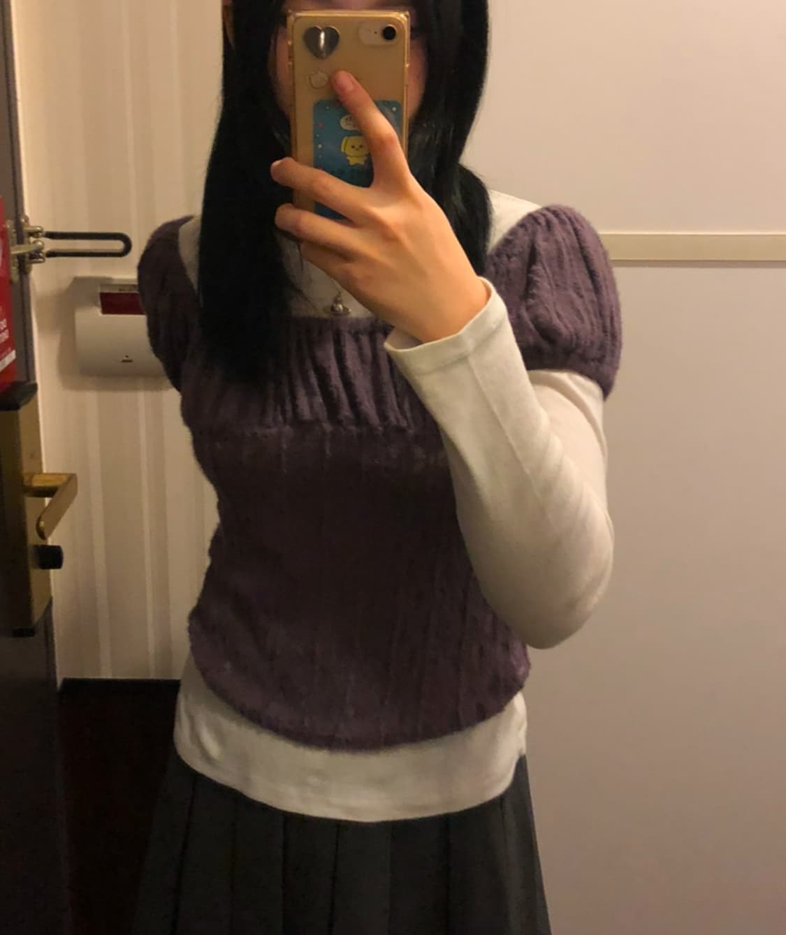 (일본 느낌 낭낭 여리여리) 보라색 레이어드 니트 상품이미지3