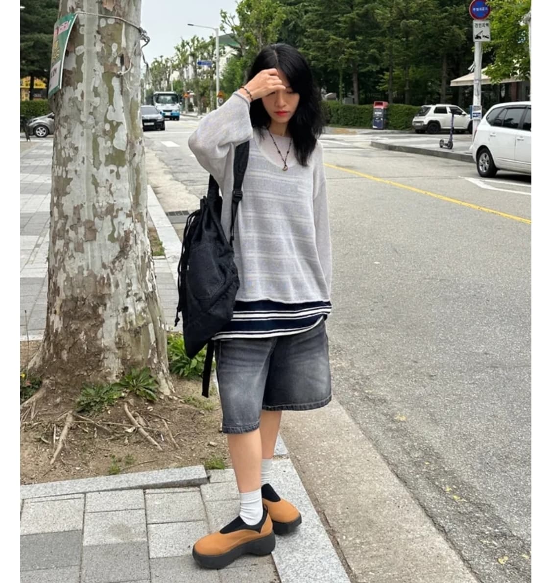 신시 볼드 스트라이프 롱 나시 원피스 네이비 상품이미지3