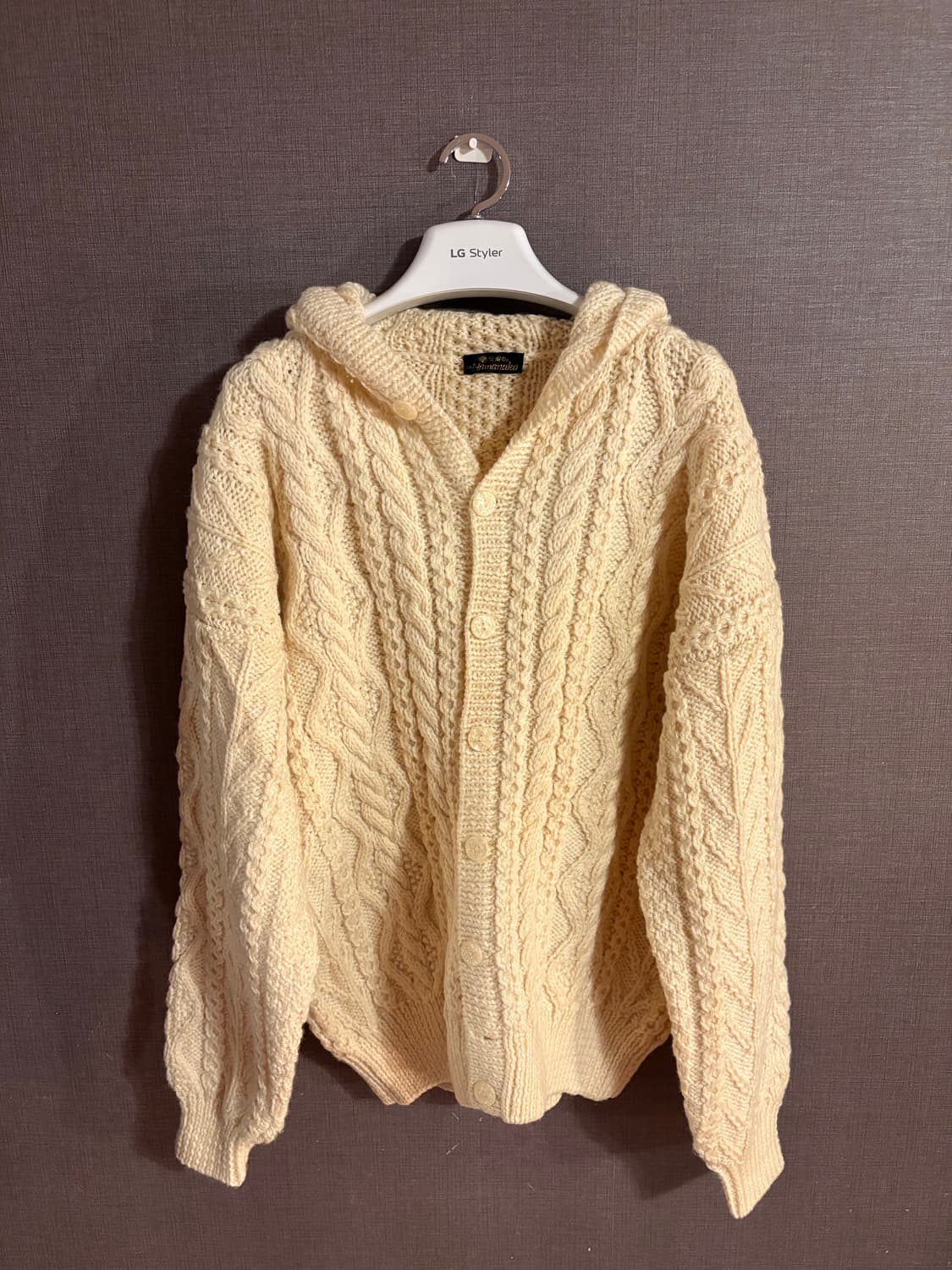 Hamanaka (하마나카) 핸드메이드 아란 케이블 니트 후드 가디건 J 상품이미지1